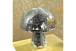 Morofme Mushroom Disco Ball - Silver Glitter Mirror Ball for Home Decor, Stage Props, DJ Light Effects, School Parties & Table Decoration