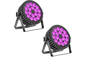 DELIBANG 200W Par LED Scheinwerfer RGB UV Schwarzlicht Strahler, 18 LED Bühnenlicht Partylicht DMX512 für Party, Bar, Weihnachten, Halloween, Hochzeit (2 Stücke)