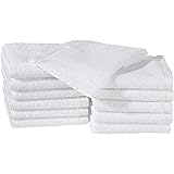 Amazon Basics - cotone Asciugamano per il viso,12unità, Bianco, 30 x 30 cm