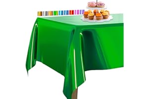 ‎PARTYWOO PartyWoo Tischdecke Grün Folientischdecke, 137 x 274 cm/ 54 x 108 Zoll Rechteckige Party Tischdecke Abwaschbar für 6 bis 8 Fuß Tisch, Tischtuch, wasserdichte Tischdecke für Geburtstag (1 STÜCK)