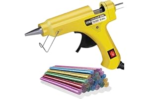 SunAurora 20W Pistola de Silicona, Mini Pistola de Pegar con 30 Barras Pegamento,para Manualidades DIY, Arte, Reparaciones (Amarillo)