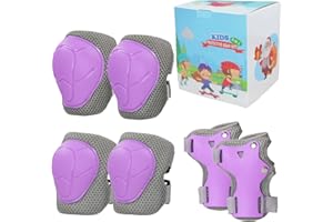 LANOVAGEAR Protecciones Set para Niños 2-8 Años Ajustables Rodilleras, Coderas y Muñequeras para Bicicletas, Patinetas, Scooters, Patinaje, Escalada en Roca