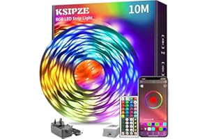 KSIPZE 10m Led Strip Lights RGB Music Sync Color Changing, Bluetooth Led Lights with Smart App Control Remote, Led Lights for Bedroom Lighting Flexible Room Home Decoration