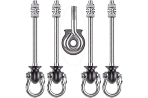 Dolibest 4pcs Mousqueton de Suspension pour Hamac, 24.5cm Kit de Montage Pivotant à 180° Ensemble de pour Aire de Jeux Intérieure/Extérieure, Chaise de Yoga, Sac de Frappe, 1500lbs