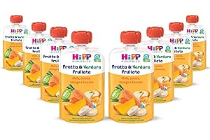 HiPP - Frutta e Verdura Frullata, Gusto Mela, Carota, Mango e Banana, 6 Confezioni da 90 G - 540 g