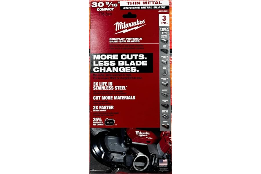 Milwaukee 48-39-0631 30-9/16" 12/14 TPI Compact Extreme Thick Metal Band Saw Blade 3 Pack