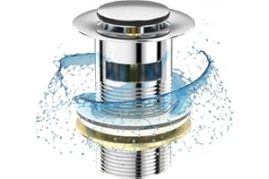 Bonicxane Pop Up Basin Waste - Slotted Click Clack Bathroom Sink Plug in Chrome Finish - Modern Sink Waste Kit with Overflows.