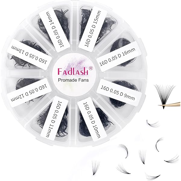Fadlash Vorgefertigte Volumen-Wimpern 16D – 0,07 Mm, C-Curl, 14 Mm, Für Russian Lashes