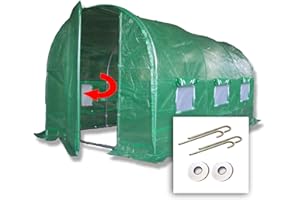 CROCODILE TRADING Choose 3x2m, 4x2m, 4x3m or 3x6m Polytunnel + Ground Anchor Kit. "Strongest In It's Class". Galvanised Structure, more internal bracing than all others! Metal Hinged Door, Multi-Window. (4m x 2m + Kit)