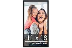 POSTER PALOOZA 11x18 Frame Black Solid Wood Picture Frame - UV Acrylic, Foam Board Backing & Hanging Hardware Included