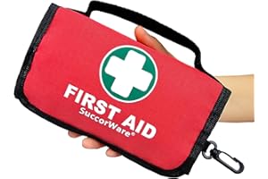 SuccorWare Small First Aid Kit - 100 Piece - Mini First Aid Kit for Home, Camping, Hiking, Backpacking, Travel, Vehicle, Outdoors - Emergency & Medical Supplies