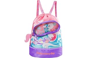 SilverChry Sac à Dos à Cordon Enfant, Sacs à Dos Sport Enfant, Sac CordonEnfant de Natation, Sac à Cordon Enfants Imperméable, Sacs de Sport Étanche à Sec et Humide, Sac de Plage Plongée