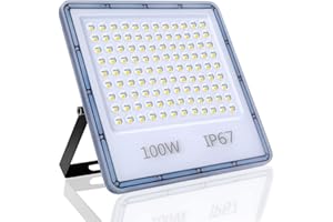 YIQIBRO 100W Focos LED Exterior, 10000LM 6500K Superbrillante Blanco Frío Foco LED, IP67 Impermeable Luces LED Exterior, Aplique Pared Exterior para Jardín, Patio, Trabajo, Puertas, Garaje, Pasillo