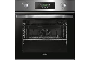 Candy FIDCP X625 L, Horno Multifunción, 70L, Bandeja y Rejilla, Limpieza Aquactiva, Convección + Ventilador radial, 8 Funciones, Display Timer Touch, Mandos Push&Pull, Puerta 2 Cristales, Inox y Negro