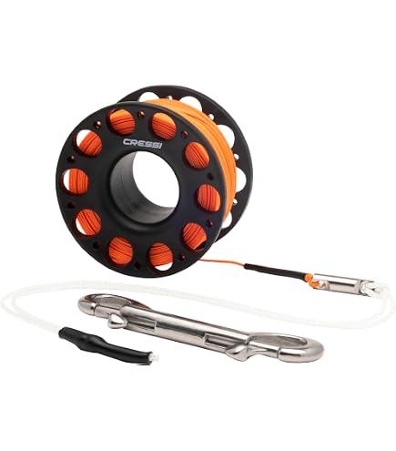 Lomo Mulinello Compatto Per Immersioni 45m - Giallo Con Moschettone In Ottone