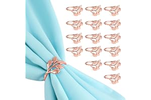 AILUYA 16 Stück Serviettenring Rose Gold, 4.3x4.3cm Serviettenringe, Blätter Serviettenschnallen Mit 5 Blättern, Serviettenring Für Partys, Thanksgiving, Hochzeiten