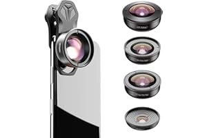 YIDOBLO Apexel 5-in-1 Handy-Kamera-Objektiv-Set: 2 x Teleobjektiv + 195 Fischaugen + 110 Grad Weitwinkel + 10 x Marco + 170 Super Weitwinkel für iPhone, Samsung etc.