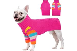 OUOBOB HundPullover, Medium HundPullover für Hunde Mädchen Jungen, Turtleneck Pullover Winter grüne Hund Weste, Weihnachten Hund Outfits, Haustier Sweatshirt Bekleidung Strickwaren, Frenchie, Beagle M