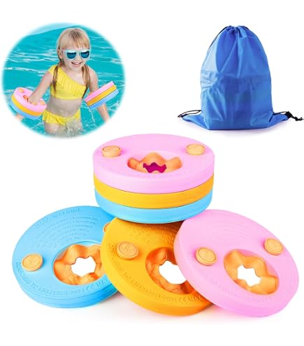 Manguitos De Natación EVA Para Niños De 3 A 6 Años – 6 Unidades Con Discos Extraíbles Y Doble Cámara