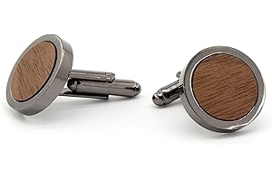 NaturSchatulle Manschettenknöpfe Herren Holz I 1 Paar Schwarze, Silber Manschettenknopf Rund Hemd Hochzeit Anzug Männer Cufflinks for Men