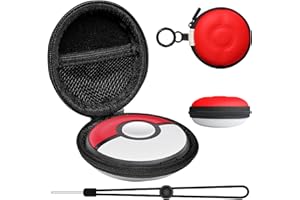 PKBD Tragetasche für Pokemon Go Plus + 2023, schützende Harte tragbare Reise-Tragetasche mit Handschlaufe, kleine runde Aufbewahrungskoffer für Pokemon Go Plus Plus, Rot, Rot/Weiß, Etui