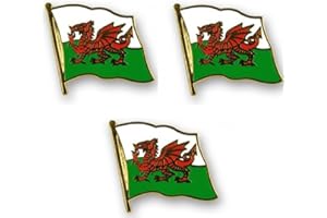 TANTO BADGES set of 3 x Flag of Wales Pin Badges