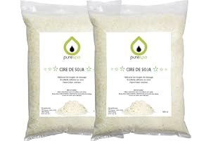 PURENAIL Purespa Cire de soja pour bougies en Flocons 2x900gr soit 1,8KG- fabriquer des bougies 100% naturelle. cire de soja de qualité, basse fusion 44-51°