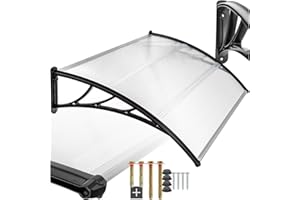 tectake® Auvent Marquise de Porte Exterieur en Polycarbonate Transparent et Indéformable Simple et Rapide à Installer Auvents Protection Pluie Porte d'entrée Maison Fenêtre Vitrine - 120 x 93 cm