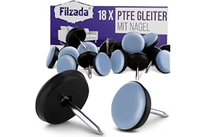Filzada® 18x Teflonglidspik Ø 19 mm Rund - Möbelglidare Mattglidare PTFE