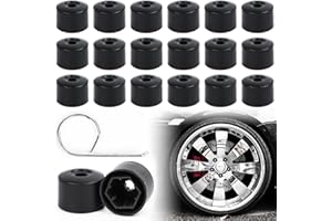 Bohrma Lot de 20 Cache Écrous de Roue de Voiture de 17 mm Capuchons d'écrous de Roue Couvre Écrous de Roue pour Conversion Automobile Couvre Verrous Universel Cache Ecrou avec Outil de retrait Noir
