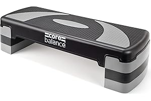 Exercise Step Aerobic Stepper Board Non Slip Platform and Feet 3 Level Height Adjustable Core Balance (10cm to 20cm)