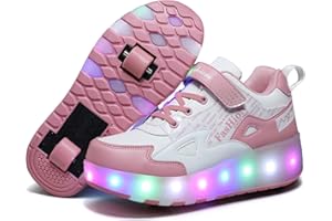 Aizeroth USB Aufladen 7 Farbwechsel LED Blinkend Schuhe Mit Doppelt Rollen Automatisch Räder Rochen Skateboardschuhe Outdoor Fitnessschuhe Gymnastik Laufschuhe Sneakers für Jungen Mädchen