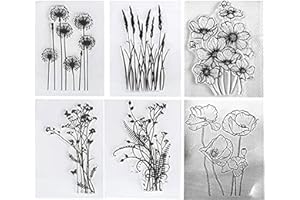 arriettycraft 6 pz/lotto tarassaco lavanda papaveri margherite fiori foglie timbro trasparente per decorare carding making scrapbooking strumenti