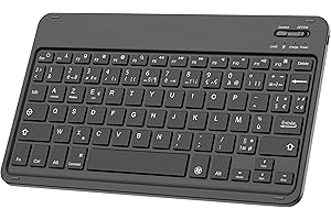 Tisoutec Bluetooth Keyboard, Ultra Light & Slim Portable Wireless Tablet Keyboards Compatible with Windows/Android/iOS, Black