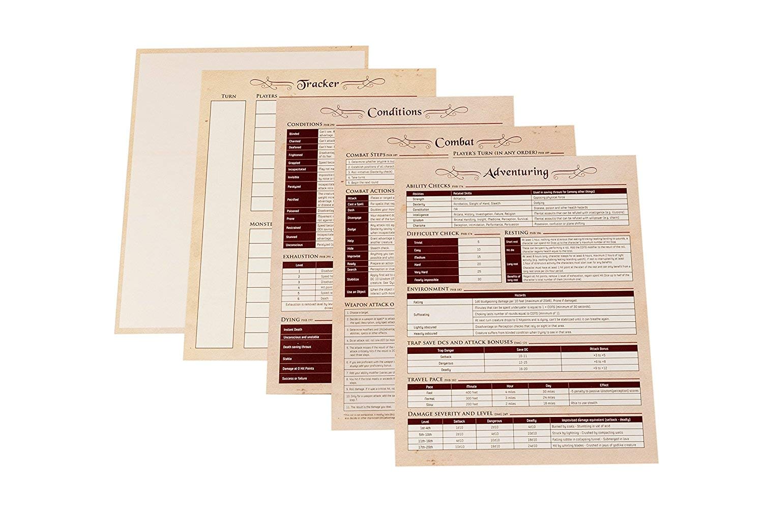 Hexers Game Master Screen - Dungeons and Dragons D&D DND DM Pathfinder RPG Role Playing Compatible - 4 Customizable Panels - Inserts Included That Slide into The Pouches - Dry Erase Tracker Sheet - Imagen 6