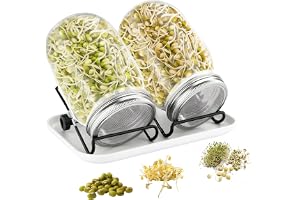 MFUSUL Groddglas, set om 2, groddburk med 2 x 750 ml groddglas, 1 tallrik, 2 justerbara hållare och 2 rostfria lock, groddonh