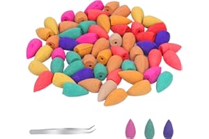 200Pcs Rückfluss Räucherkegel Set KATOOM Sandelholz Räucherstäbchen Gemischte Düfte Räucherkerze Natürlicher Duft für Aromatherapie Luftreinigung