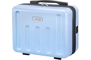 AnyZip Kosmetiktasche Handgepäck Hartschale PC ABS Make-up-Koffer Kann Oben am Gepäck aufgehängt Werden(Hellblau,S)