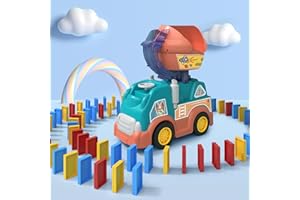 BAKAM Automatic Domino Train Toys for Ages 5-7 Boys, Kids STEM Domino Truck Toys with 102PCS Dominoes and Mixer, Boys Birthday Gift Toys Age 4-6