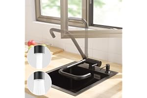 CECIPA Grifo Cocina Abatible Negro de 180°, Grifo Cocina Plegable con 2 Tipos de Chorros, Grifo Fregadero Abatible Giratorio de 360°, Grifo Fregadero Plegable Negro