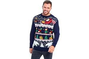 LEKEEZ® Christmas Jumper Unisex Mens Ladies Flossing Around Xmas Tree Sweater XS - 4XL