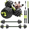 Wemart Dumbbells Barbell 30KG With Connecting Rod, 6 in 1 Adjustable Lifting Training Set With Kettlebells