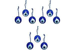 MYSTIC JEWELS Nazar Boncuk 9 - Ciondolo in vetro blu portafortuna con occhio turco, diametro 4 cm, con acqua e filo