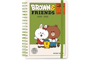 Grupo Erik Line Friends Diary 2024-2025 | Back To School 12 Months A5 Academic Diary 2024-2025 Week To View | August 2024 - July 2025 | Mid Year Diary 2024-2025 With Stickers | Line Friends Gifts