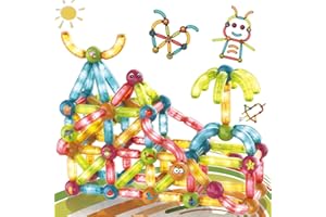 BINZKBB Magnetic Building Blocks,Large 3D Clear Magnets Sticks STEM Educational Construction Toys,Sensory Montessori Preschool Blocks Kit for Kids Ages 3 4 5 6 Year Old Boys Girls Toddlers