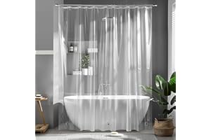 MIULEE Cortina de Ducha Transparente 240 x 200 cm EVA antimoho Cortinas de Baño Impermeable Secado Rápido Lavable Cortina Baño con 16 Ganchos