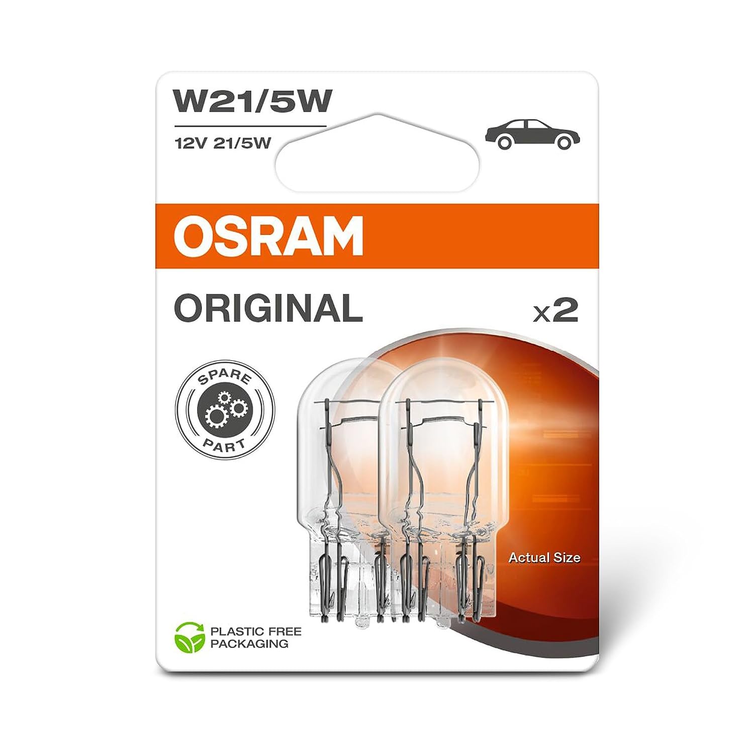 OSRAM ORIGINAL LINE, W21/5W, signaallampen met glazen wigvoet, dubbele blister (2 lampen)