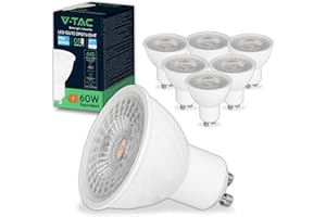 V-TAC 6x Lampadine LED GU10 6W (Equivalenti a 60W) - Chip SAMSUNG - 445 Lumen - Alta Luminosità - Faretto Led GU10 per Massima Efficienza e Risparmio Energetico - Lampadina Luce Naturale 4000K