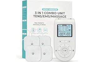 PADONCO Tens Machine for Pain Relief, 3-in-1 Dual Channel EMS Muscle Stimulator Treatment Machine Full Body Pulse Massager with 40 Intensities for Relieving Back Neck Stress Sciatic Pain