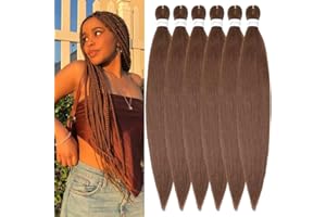 YDDM Pre Stretched Braiding Hair Braiding Hair Extensions Brown Braids Extensions Hair 20 Inch 6packs Box Braid Hair Extensions Hair For Braiding Crochet Hair Braiding (20 Inch, 30#)